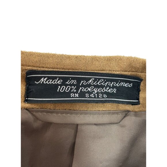 Jeffrey Banks Men’s Blazer Brown 42 R Vintage Polyester Suede Feel Sport Jacket - Picture 7 of 15